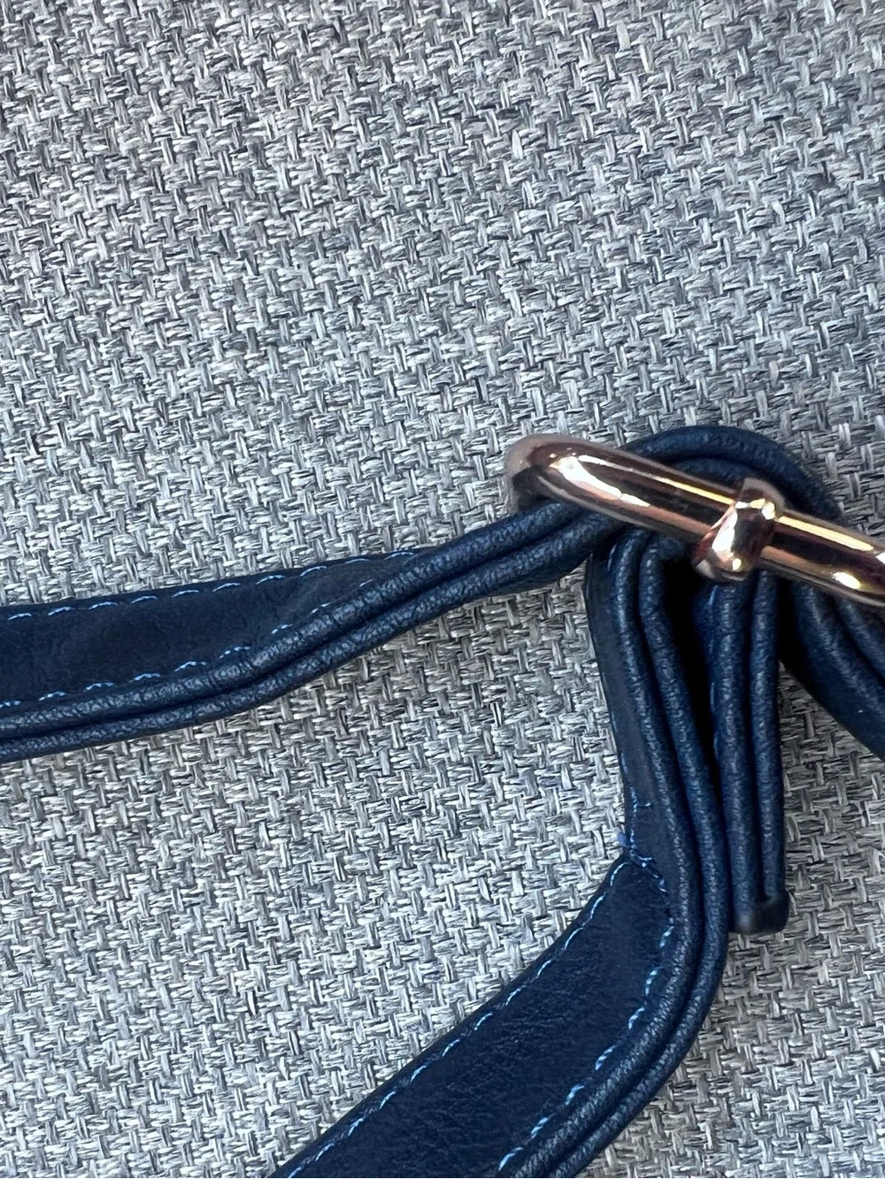 Jen & Co VLeather Crossbody Bag Navy Blue Gold Hardware Zipper Purse Medium